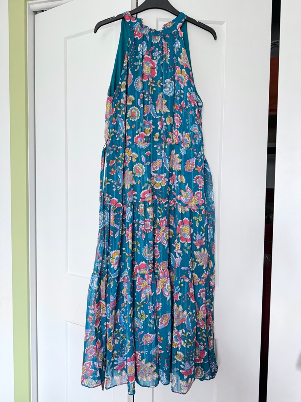 Nanette Lepore teal blue floral dress belt size 8